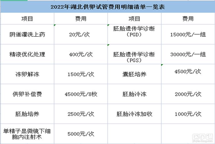 供卵试管代怀费用表(供卵试管代怀费用表及相关费用解析)